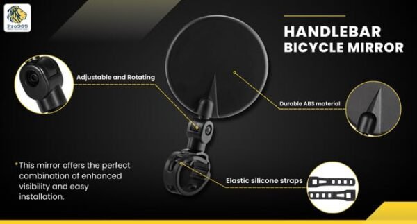 Pro Rocket Bicycle Rear View Mirrors with Protective Film Adjustable 360° Handlebar Convex Mirror (2 Pieces) - Image 3