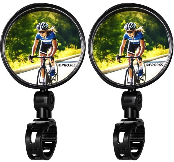 Pro Rocket Bicycle Rear View Mirrors with Protective Film Adjustable 360° Handlebar Convex Mirror (2 Pieces)