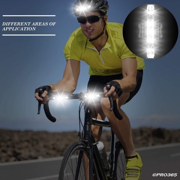 Pro Rocket DC918 Bicycle Lights Combo Pack/Rechargeable/Multiple Light Modes/Waterproof Head and Tail Light (6 Months Manufacturer Warranty) - Image 4