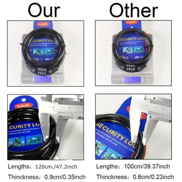 Pro Rocket Advance Heavy Duty Digital Number Lock - Universal Combination Cable Lock for Bike, Helmet, Luggage | Steel Wire, PVC, Plastic | 12x1200 mm, Anti-Theft Security - Image 6